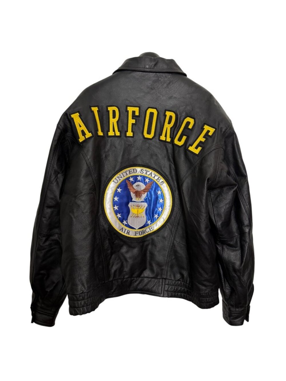 VTG Air Force Leather Bomber Jacket Logo Military Leather Jacket Mens Size L USA